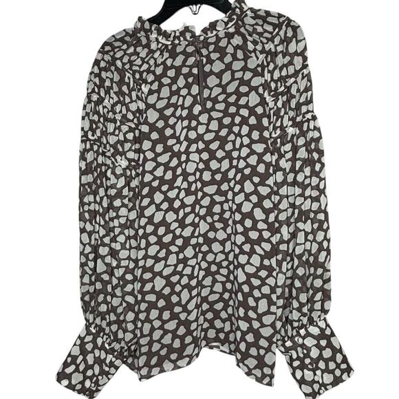 Ann Taylor Girly Romantic High Ruffle Neck Long Sleeve Flowy Blouse Size Medium - Picture 2 of 13